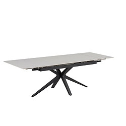 Homy France Table Repas Extensible TONIA – Métal Noir & Céramique – 160/240x90x76 cm