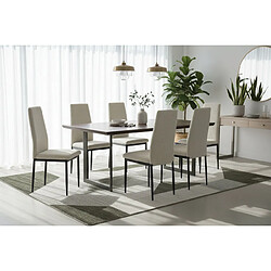 Homy France Lot 4 Chaises Salle à Manger Klarna Tissu Côtelé Écru Pieds Métal Noir