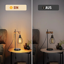 Zmh Lampe de table bois métal - Noir pas cher