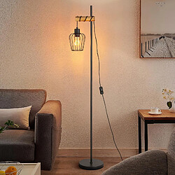 ZMH Lampadaire Vintage 1 Lampes Métal Bois Noir E27 146 Cm