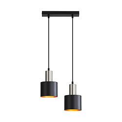 ZMH Suspension 2 Lumières E27 Noir Doré L. 173,5 Cm Îlot De Cuisine Lampe à Suspendre Salon