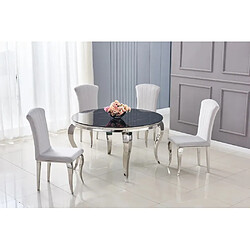 Homy france Table à manger ronde - Marbré noir
