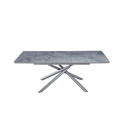 Homy France Table extensible ZEPHIR métal gris plateau Céramique Marbré gris