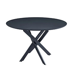 Homy France Table à manger JESSICA en bois NOIR pieds métal noir 120 cm