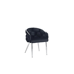 Homy France Lot de 2 chaises BALLON pieds chrome assise en Velours Noir