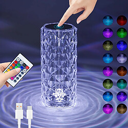 ZMH Lampe à Poser LED De Bureau Cristal - Lampe De Chevet Touch Dimmable Rose 16 Couleurs