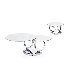 Homy France Table Basse AUTOMAT Marbré Blanc 70x45 cm