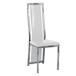 Homy France Lot de 6 chaises Dana simili cuir croco blanc contour chromé