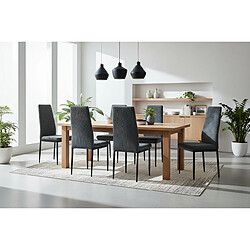 Homy France Lot 4 Chaises Salle à Manger Klarna Tissu Côtelé Gris Pieds Métal Noir