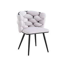 Homy France Lot 2 Chaises Salle à Manger Tissu Gris Dossier Tressé 60x60x77cm LOLIPOP