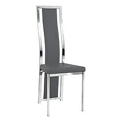 Homy France Lot de 6 chaises Dana simili cuir Gris contour chromé