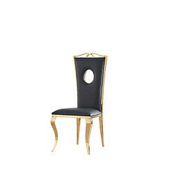 Homy France Lot de 4 Chaises Baroque ROYAL Gold Simili Noir
