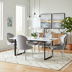 Homy France Lot 2 Chaises Salle à Manger Hilton Velours Gris Pieds Chrome