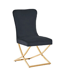 Homy France Lot de chaises GABRIELLE Gold Velours Capitonné