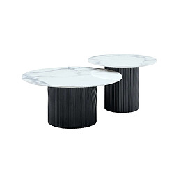 Homy France Duo de Tables Basses Gigognes MINA Pieds Noirs 60x45 / 80x38 cm