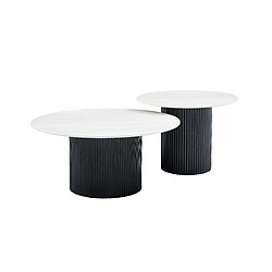 Homy France Duo de Tables Basses Gigognes MINA Pieds Noirs 60x45 / 80x38 cm