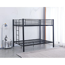 Homy France Pack Lit superposé en métal noir + matelas compris 4 places 2+2 COLOSSE 140x190 cm sommier inclus
