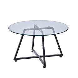 Homy France Table basse HELOISE Métal et plateau en verre 80x45 cm