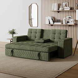 Concept Usine Canapé 3 places convertible vert velours côtelé NOHO