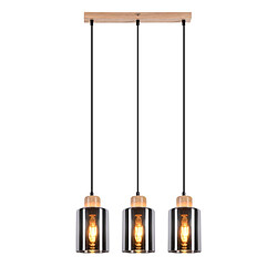 ZMH Suspension En Bois Pour Table à Manger Vintage 3 Flammes E27 Lampe De Salle à Manger Industrielle