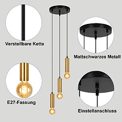 ZMH Suspension Luminaire Doré 3 Flammes E27 Pour Salle à Manger Et Cuisine 135cm
