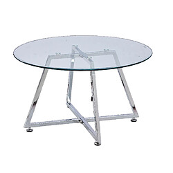 Homy France Table basse HELOISE Chrome et plateau en verre 80x45 cm