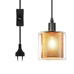 ZMH Suspension Vintage – Verre Doré, Câble 2m Avec Interrupteur, E14. Style Rétro Pour Intérieur. 