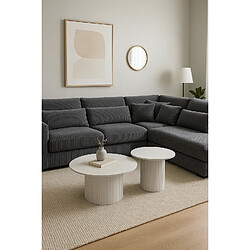 Homy France Duo de Tables Basses Gigognes MINA Pieds Blancs 60x45 / 80x38 cm pas cher