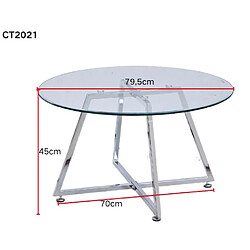 Avis Homy France Table basse HELOISE Chrome et plateau en verre 80x45 cm