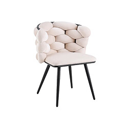 Homy France Lot 2 Chaises Salle à Manger Tissu Beige Dossier Tressé 60x60x77cm LOLIPOP