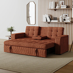 Concept Usine Canapé 3 places convertibles terracotta velours côtelé NOHO