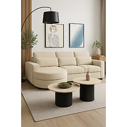 Homy France Duo de Tables Basses Gigognes MINA Pieds Noirs 60x45 / 80x38 cm pas cher