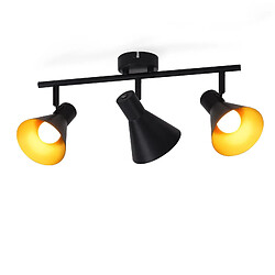 ZMH Spot 3 Spots De Plafond Noirs Rétro E14 à 350° Rotatifs Métal 