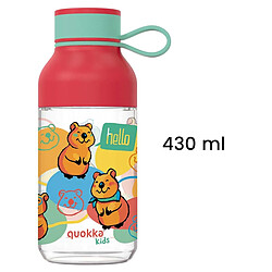 Quokka Gourde pour Enfant 430ml Modèle Ice Kids Motif Happy avec Sangle Rouge pas cher