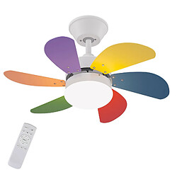 ZMH Ventilateur De Plafond 6 Pales Coloré Ø75cm Télécommande Silencieux Été/hiver