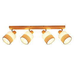 ZMH Spot Plafond 4 Flammes Vintage – Bois Et Tissu, Orientable 350°, E14 25w (sans Ampoule) 