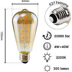 Zmh Ampoule LED E27 Edison vintage