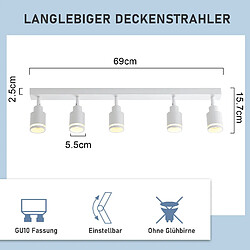 Avis ZMH Spot De Plafond 5 Flammes Orientable 355°spot De Plafond Pour Bureau Chambre à Coucher