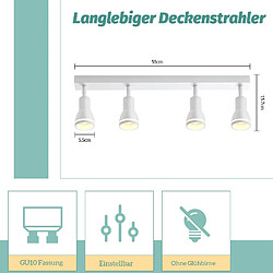 Avis ZMH Plafonnier 4 Lames Métal Gu10 Plafonnier Moderne Spots Pour Bureau
