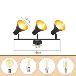 Avis ZMH Spot 3 Spots De Plafond Noirs Rétro E14 à 350° Rotatifs Métal