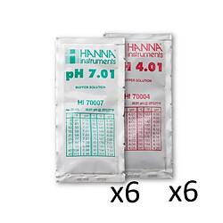 Pack de 12 solutions tampon (6x ph4 et 6x ph7) - R0824400 - HANNA INSTRUMENTS