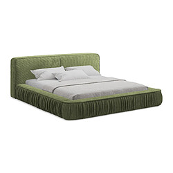 Makamii Pouf rectangulaire tissu chenille - Vert