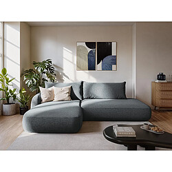 makamii Canapé d’angle 2 places gauche convertible en tissu chenille - LILO