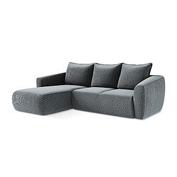 makamii Canapé d’angle 2 places gauche convertible en tissu chenille - LILO