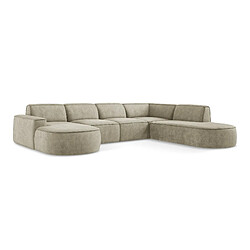 makamii Canapé panoramique 5 places modulaire gauche en tissu chenille - OMAO