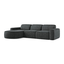 makamii Canapé d'angle 2,5 places modulaire droit en tissu texturé - OMAO