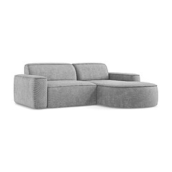 makamii Canapé d'angle 2,5 places modulaire droit en tissu chenille - OMAO