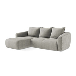 makamii Canapé d’angle 3 places gauche convertible en tissu texturé - GUAVA