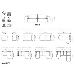 makamii Canapé d'angle 2,5 places modulaire gauche en tissu texturé - OMAO pas cher
