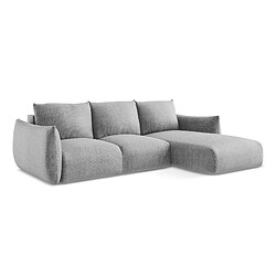 makamii Canapé d’angle 3 places gauche convertible en tissu chenille - LEILA